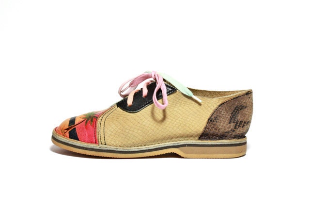 VTG Handmade Patchwork Snake Skin Oxfords 7