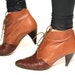 VTG 80's Lace Up TWO TONE Ruched Italian Leather Ankle Boots 7.5