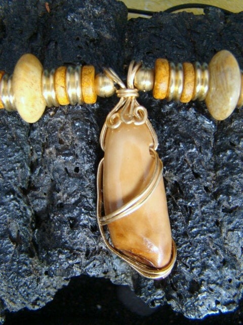 ALASKA FOSSIL WALRUS TOOTH and FOSSIL CORAL BEAD by Fossils2Art