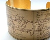Shakespeare Brass Cuff Quote Bracelet Othello 'Wear My Heart Upon My Sleeve'