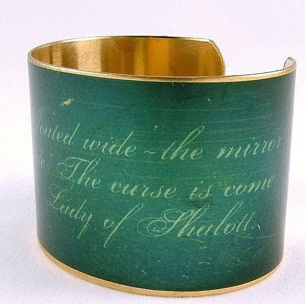 The Lady of Shalott by Alfred Tennyson Mirror Crack'd Poetic Brass Cuff