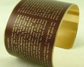 Captain Wentworth's Letter - Persuasion Literary Quote Brass Cuff Bracelet- Jane Austen Jewelry