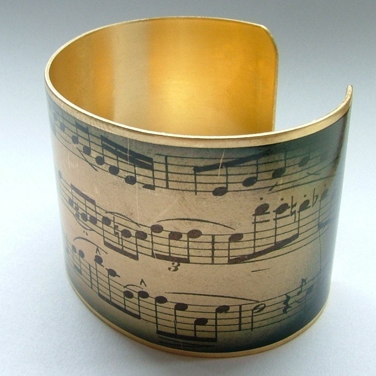 Cuff Bracelet in Brass Love Music - Musical Sensational Concerto Jewelry