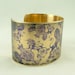 Heraldic Coat of Arms Historical Brass Cuff Bracelet - Royal Victoriana Toile de Jouy in Violet
