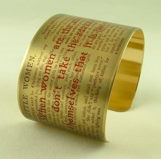 Little Women by Louisa May Alcott - Literary Quote Brass Cuff Bracelet - When Women Are The Advisers