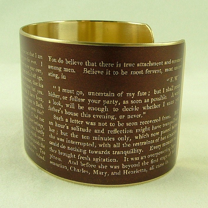 Captain Wentworth's Letter - Persuasion Literary Quote Brass Cuff Bracelet- Jane Austen Jewelry