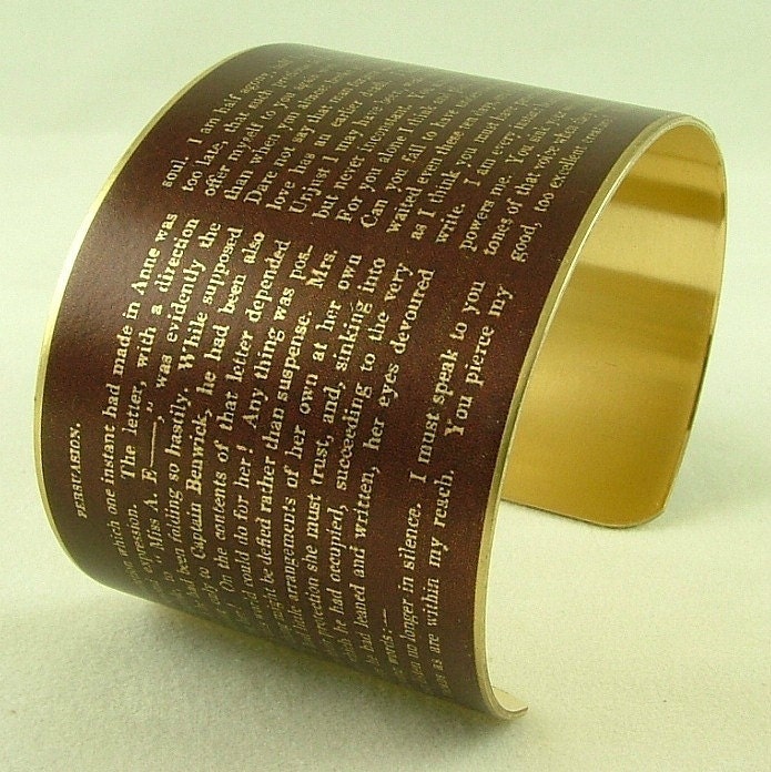 Captain Wentworth's Letter - Persuasion Literary Quote Brass Cuff Bracelet- Jane Austen Jewelry