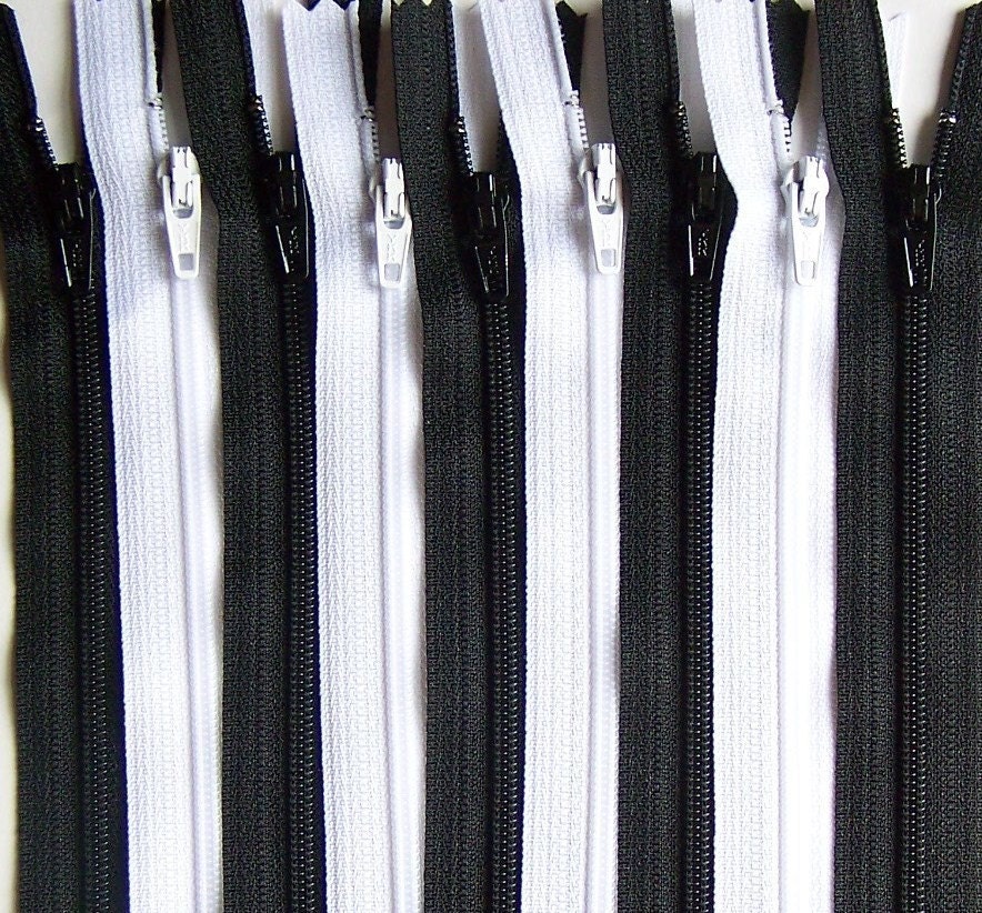 SALE Wholesale 50 YKK Zippers 8 Inch Black and White Bundle