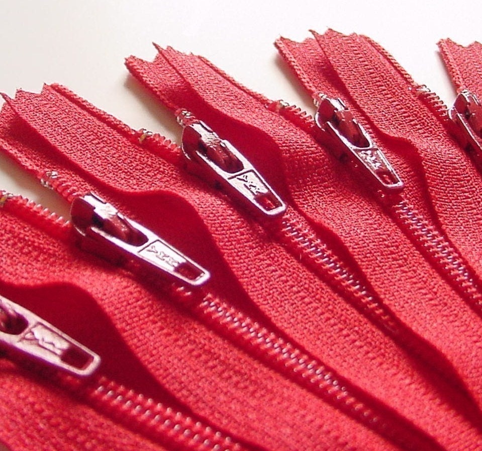 8 Inch Zippers 10 Pieces YKK Red Color 519