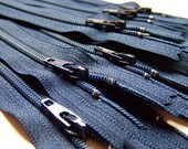 Ten 14 Inch Navy Blue Ykk Zippers Color 919