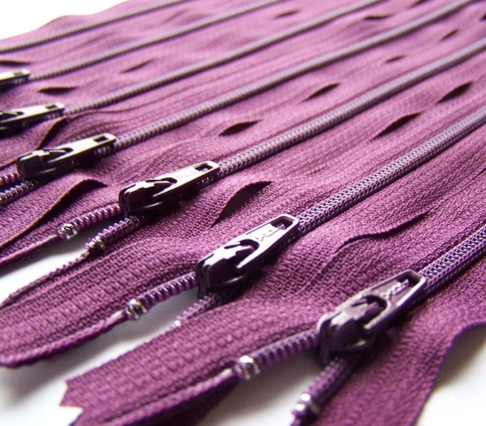 Ten Eggplant Purple 14 Inch YKK Zippers Color 265