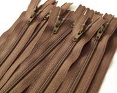 Ten 14 Inch Chocolate Brown YKK Zippers Color 009