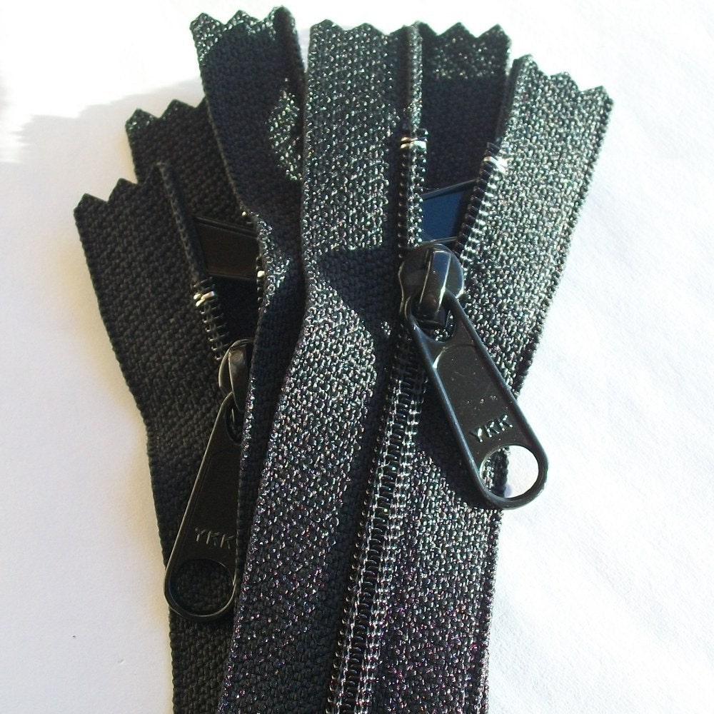 18" Long Pull YKK Handbag Zippers Color 580 Black 5 Pieces