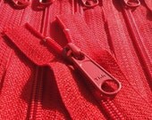 Five 9 Inch YKK Long Handbag Pull Purse Zippers Color 519 RED