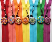 10 Assorted Kaleidoscope Zipper Pulls NEW DESIGNS - Pinwheel Collection