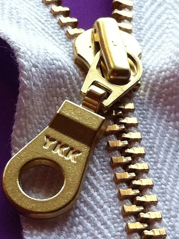 YKK Organic Cotton Tape Brass Metal Zipper 12 Inch White (5) Pieces Eco Friendly