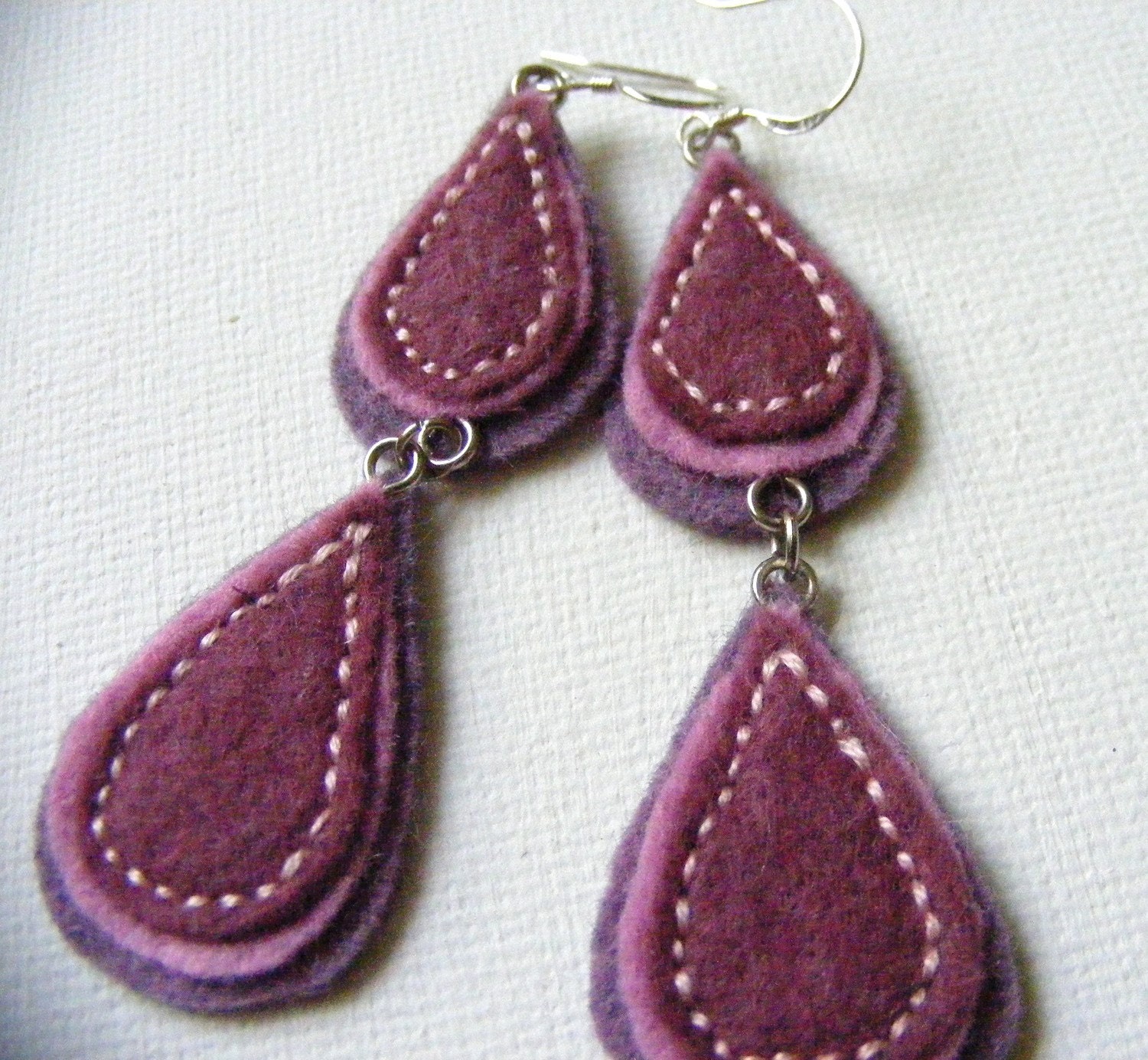 Shades of Plum Double Teir Felt Earrings