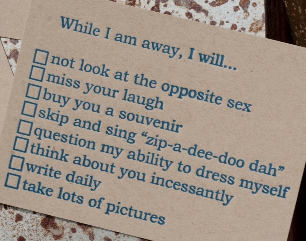 Checklist  Letterpress Travel Love Notes, Sweet Nothings