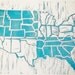 U.S. Map Turquoise Relief Print Original Illustration