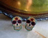Antiqued Filigree Sugar Skull Earrings