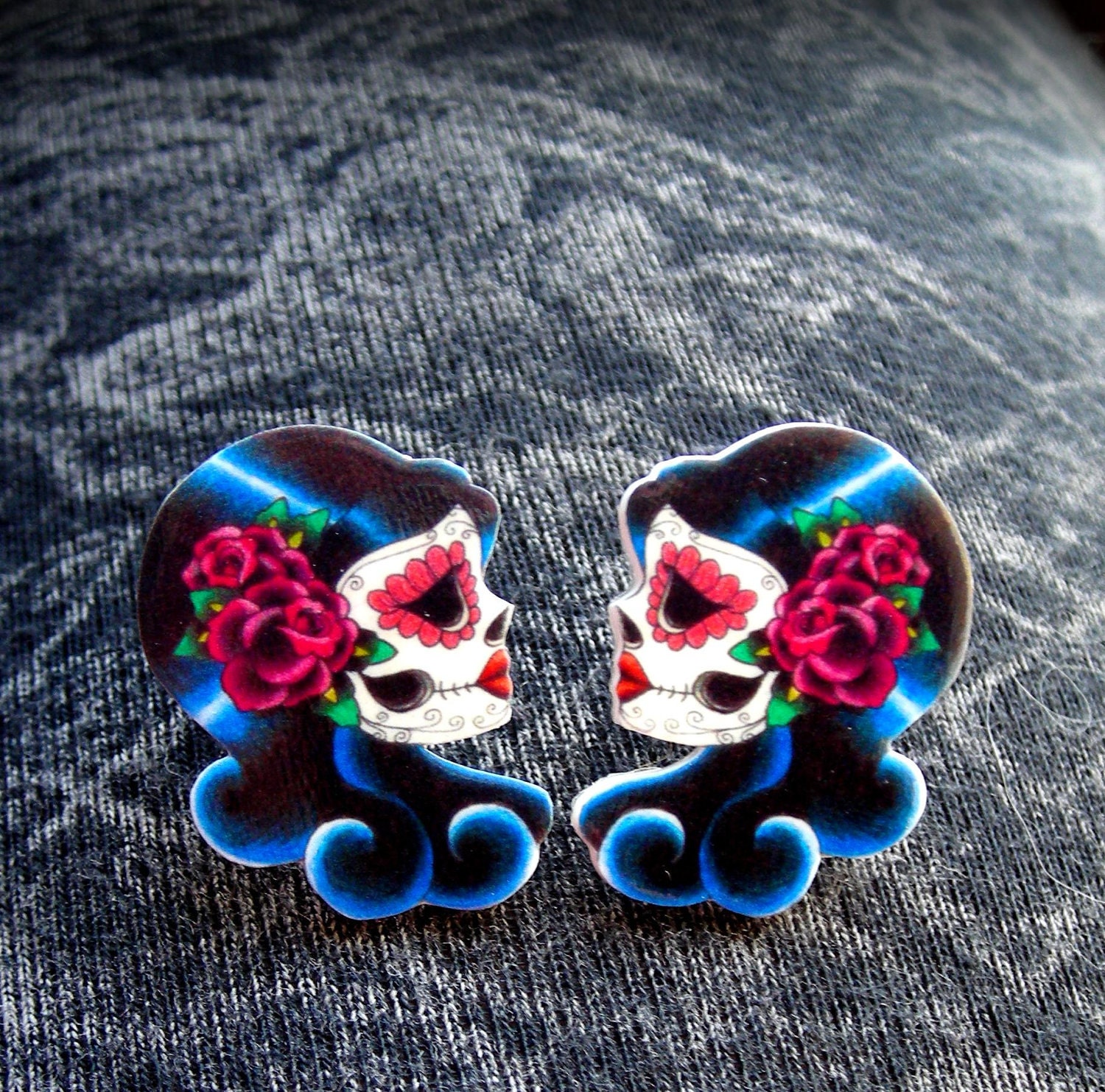 Dia de los Muertos Gypsy Post Earrings