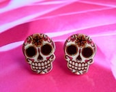 NEW Sugar Skull Skeleton Key Post Earrings