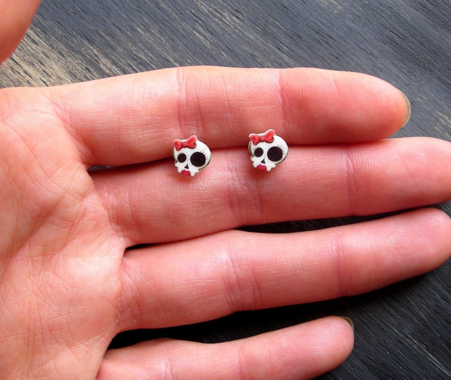 Cute Little Girly Skull Earrings
