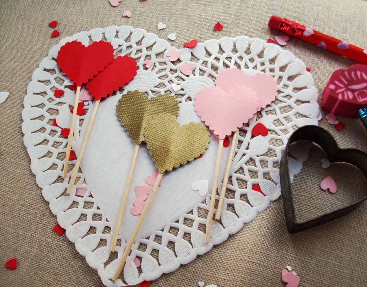 Heart Cake Topper Decorations, Valentine's Day Party Decoration, Wedding Cake Toppers