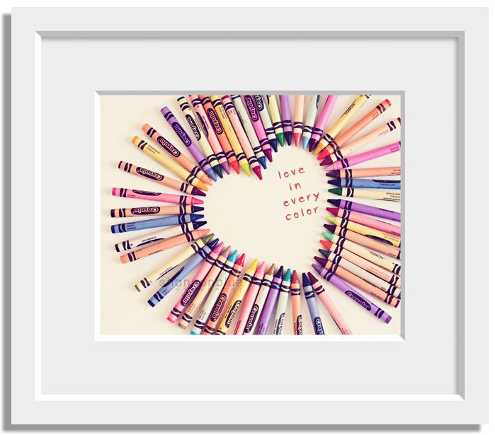heart love photograph / crayons, color, rainbow, personalize, valentine's day / love in every color / 8x10 fine art photo