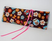 Flat or curling iron cozy- brown owls and flowers
