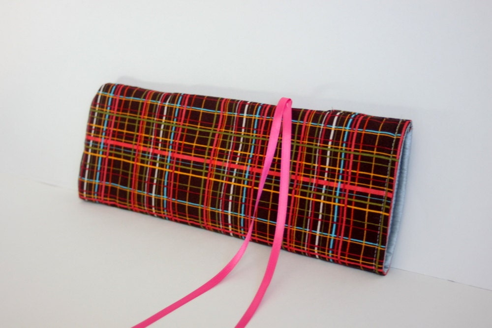 Flat or curling iron cozy- brown plaid