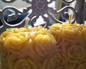 Beeswax Candle Pillar -- Too Many Roses 3" x 2.5"