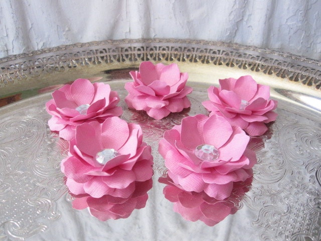 Handmade Paper Flowers 5 Pink Roses