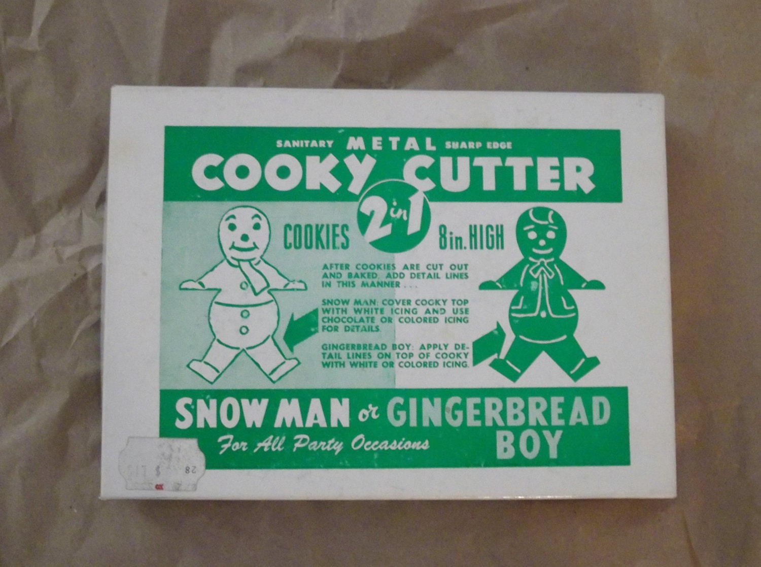 Vintage Cooky Cutter Snowman or Gingerbread Boy Large Metal Cookie Cutter