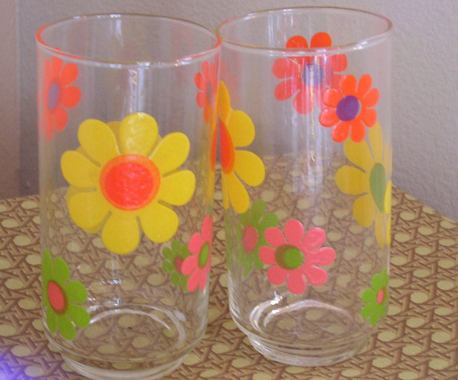 Vintage Libby Daisy Retro Drinking Glasses By Retrosideshow