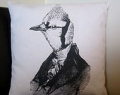 Dandy Jay Bird original silk screened cotton throw pillow 18x18 inches