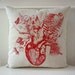 Growing human heart silk screened cotton canvas throw pillow 18 inch red