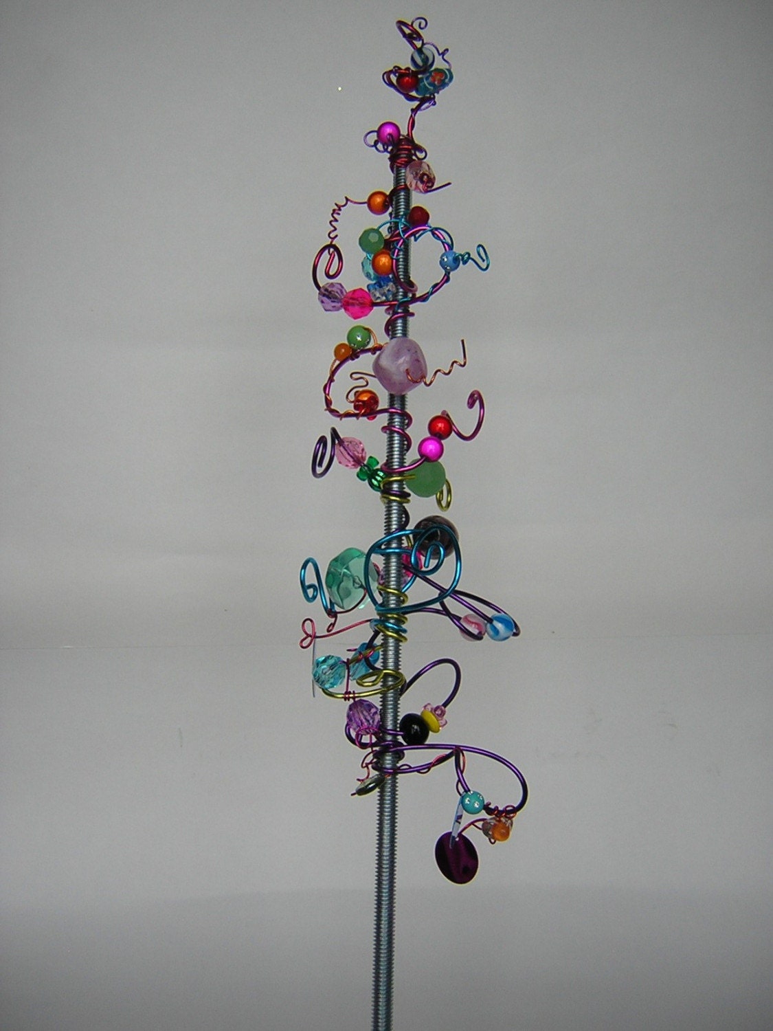Wire Wrapped Beaded Garden Stake by PamSahlbom on Etsy