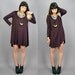 KEEKO - Sample SALE  Draped Rounded hemline Long sleeved Dress -  Burgundy S/M