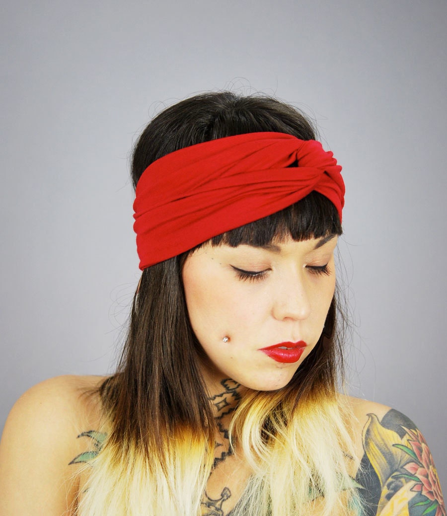 Red is Red Rayon Turban Twist HeadBand