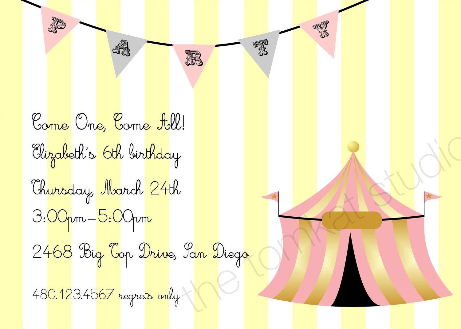 PRINTABLE INVITATION DESIGN - Vintage Circus Birthday Party Collection - The TomKat Studio