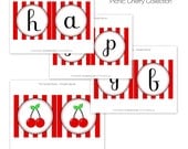 Cherry Party Printable Happy Birthday Banner by The TomKat Studio