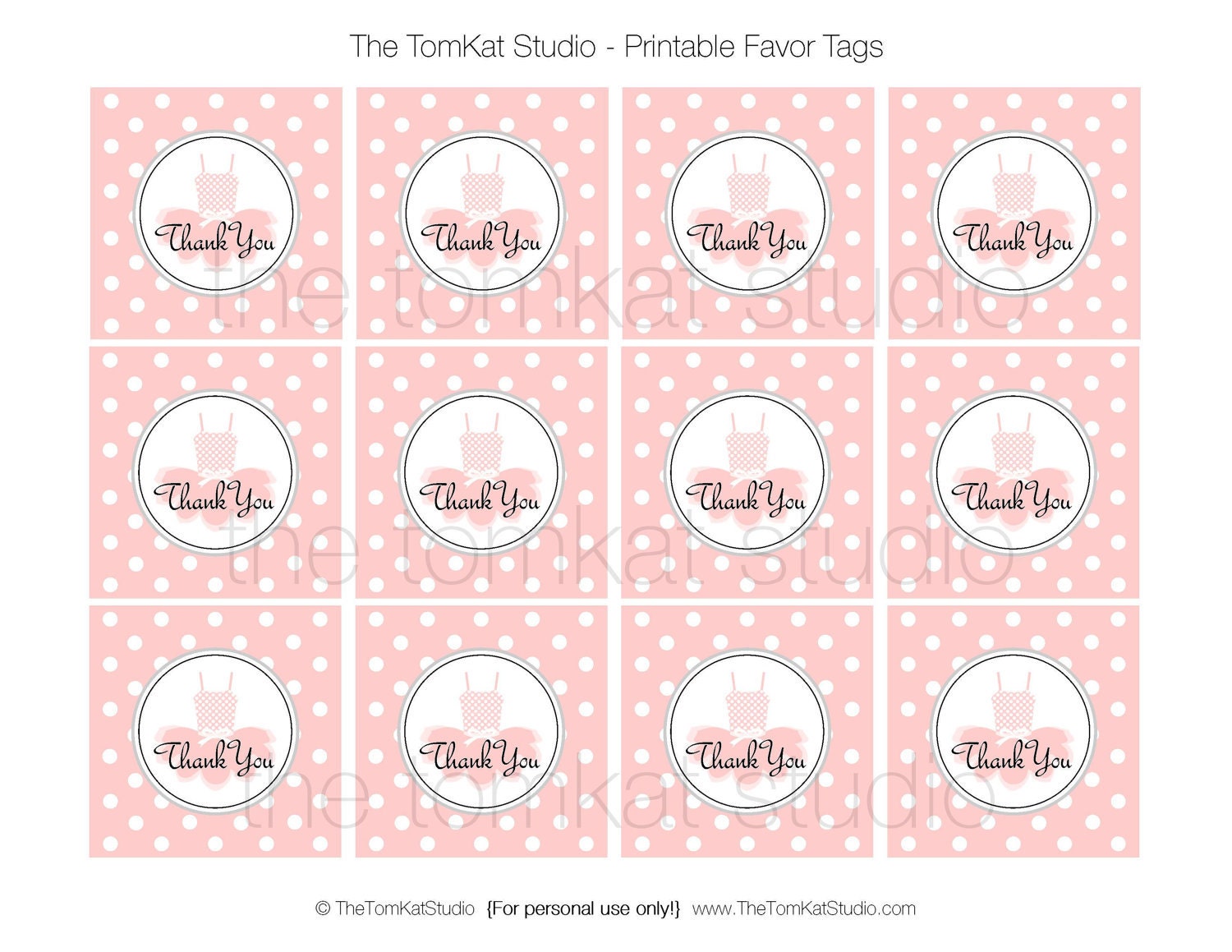 Ballerina Party - Printable Favor Tags - The TomKat Studio