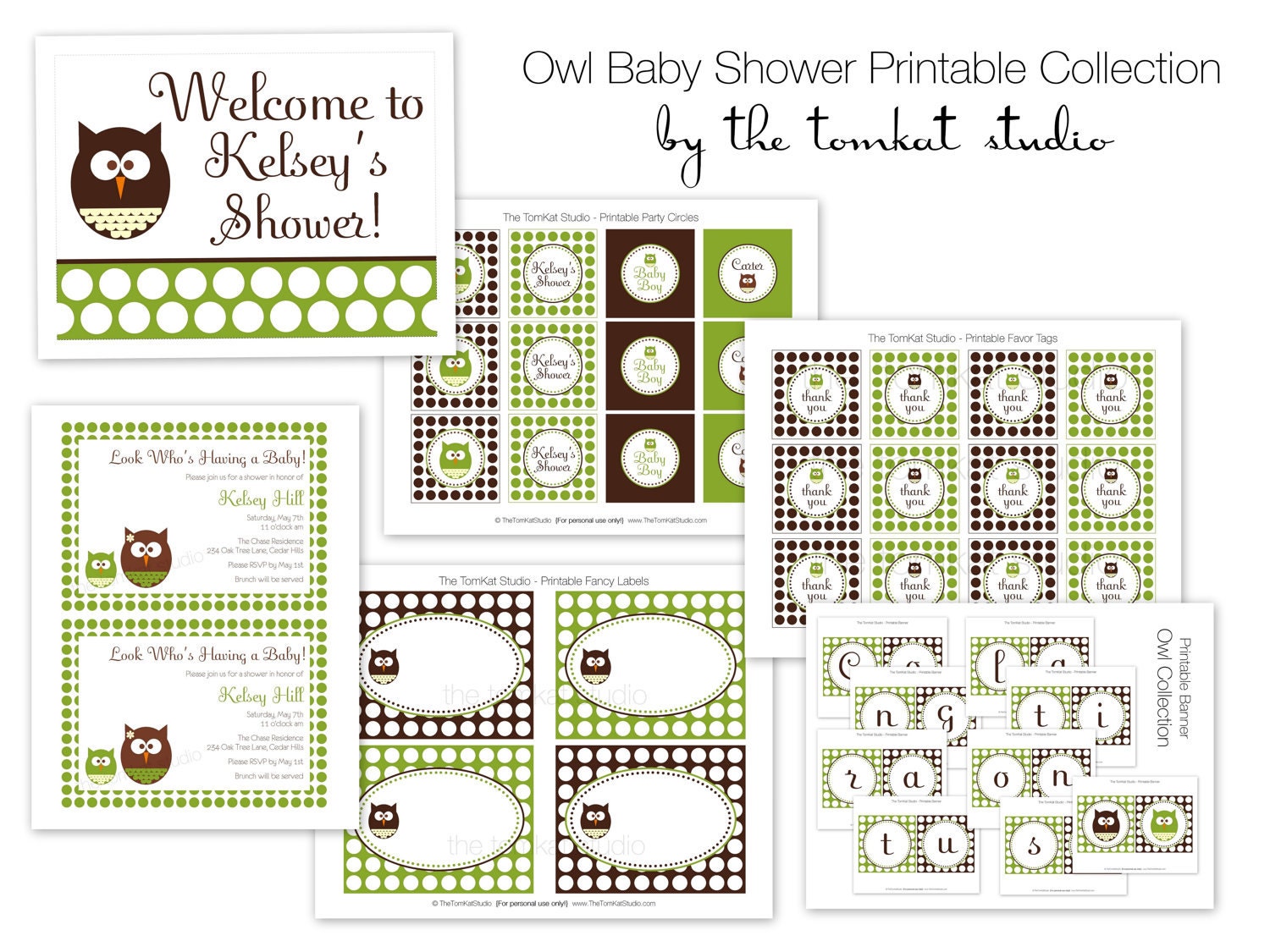 Owl Baby Shower Printable Party Collection by The TomKat Studio