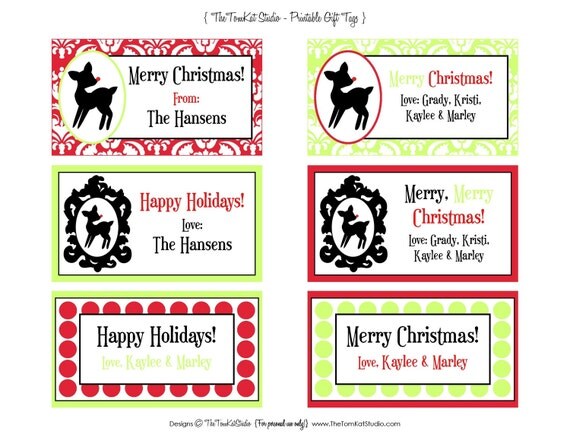 PRINTABLE Personalized Gift Tags - Vintage Rudolph Holiday Collection - The TomKat Studio Il_570xn