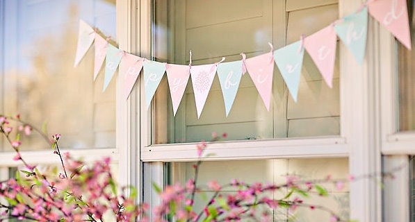 Flower Garden Party Printable Happy Birthday Banner by The TomKat Studio Il_570xn
