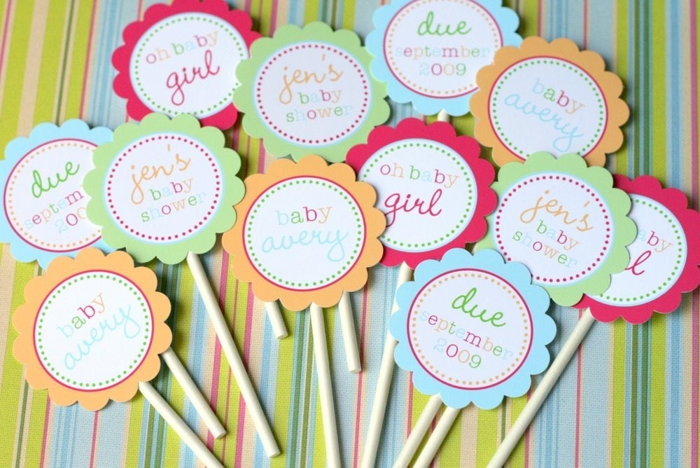 PRINTABLE Bright Baby Cupcake Toppers for Baby Shower - DIY by The TomKat Studio
