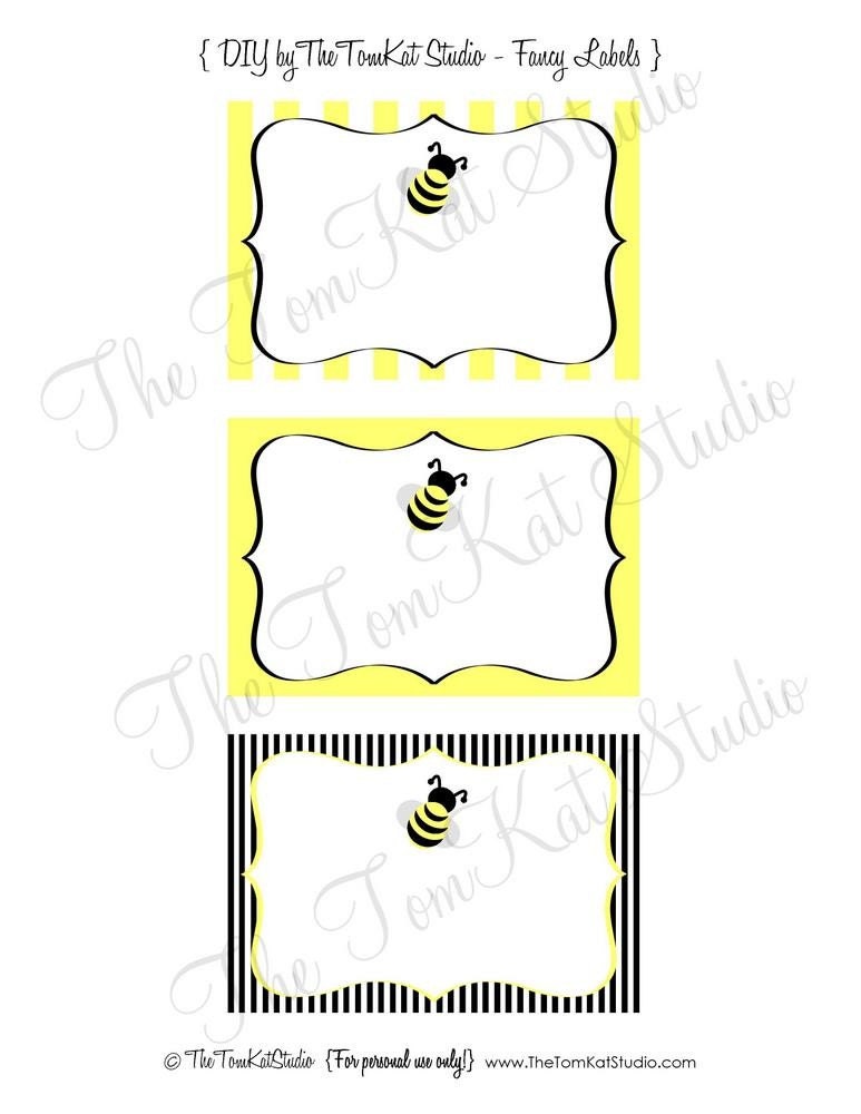 Bumble Bee Party Printable Food and Dessert Labels by The TomKat Studio