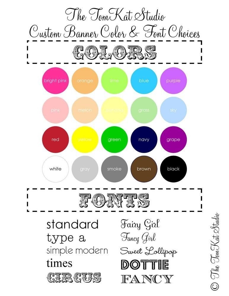 CUSTOM Happy Birthday Banner - Your Choice COLORS Fonts Text - The TomKat Studio