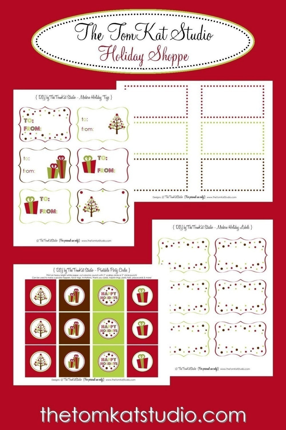 Gift Tags - Printable Modern Holiday Package - The TomKat Studio